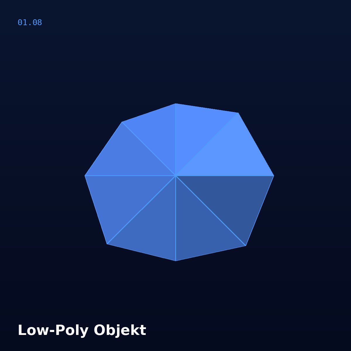 Low-Poly Polygon-Objekt mit triangulierten Flächen